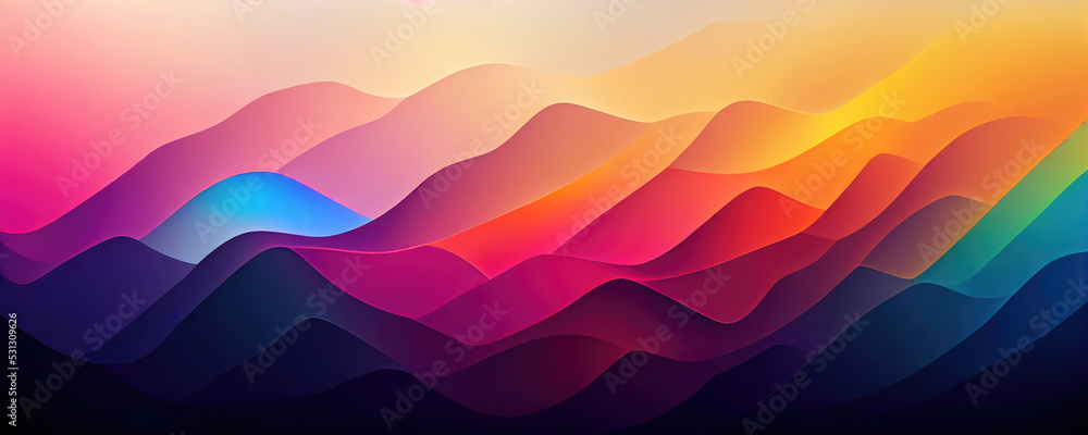 Colorful decorative abstract mountain wallpaper background - obrazy, fototapety, plakaty 