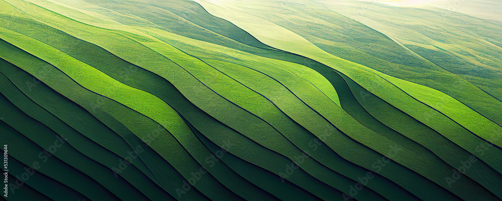 Leinwandbild Motiv - Robert Kneschke : Abstract organic green lines as wallpaper background illustration
