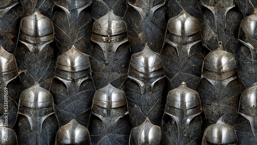 Medieval metal armor as background texture illustration