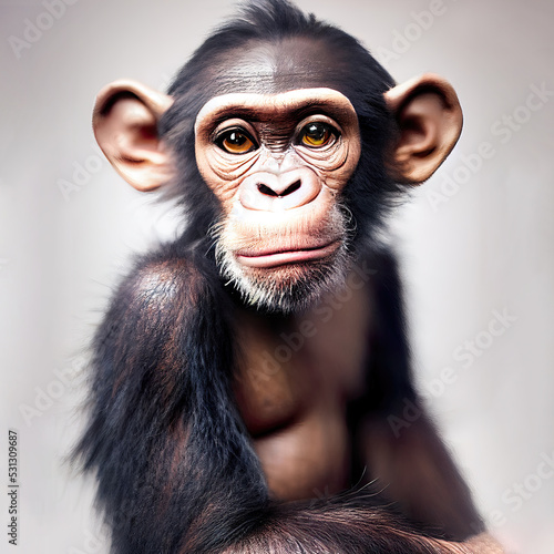 Foto Studio portrait of cute smiling baby chimpanzee