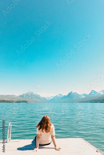 Woman looking out over the lake