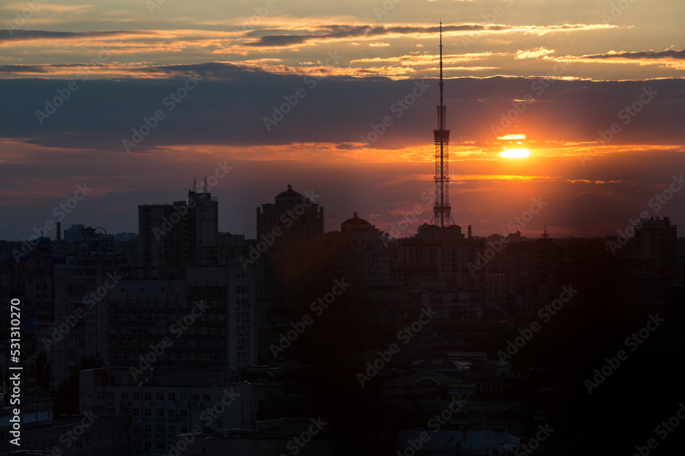 TV tower in Kiev on sunset