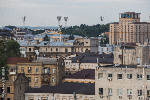 Top view of center of Kiev city summer afternoon photo