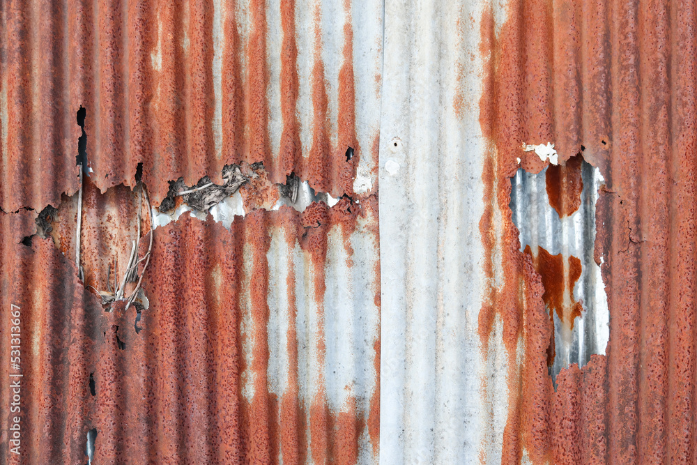 Rust that corrosion metal surfaces causes strange colors. The surface ...