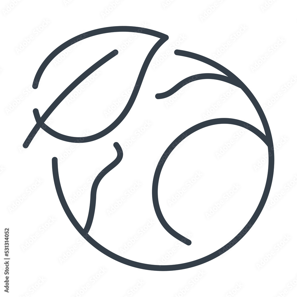 Vector isolated flat icon of planet Earth and leaf, nature and ecology design element. Vector isolated flat icon of planet Earth and leaf, nature and ecology design element.