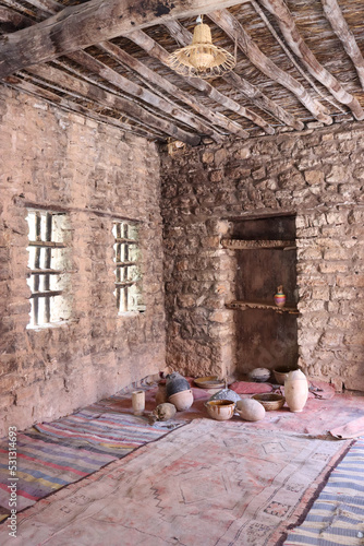 Room with old containers in a house from the time before Christ photo