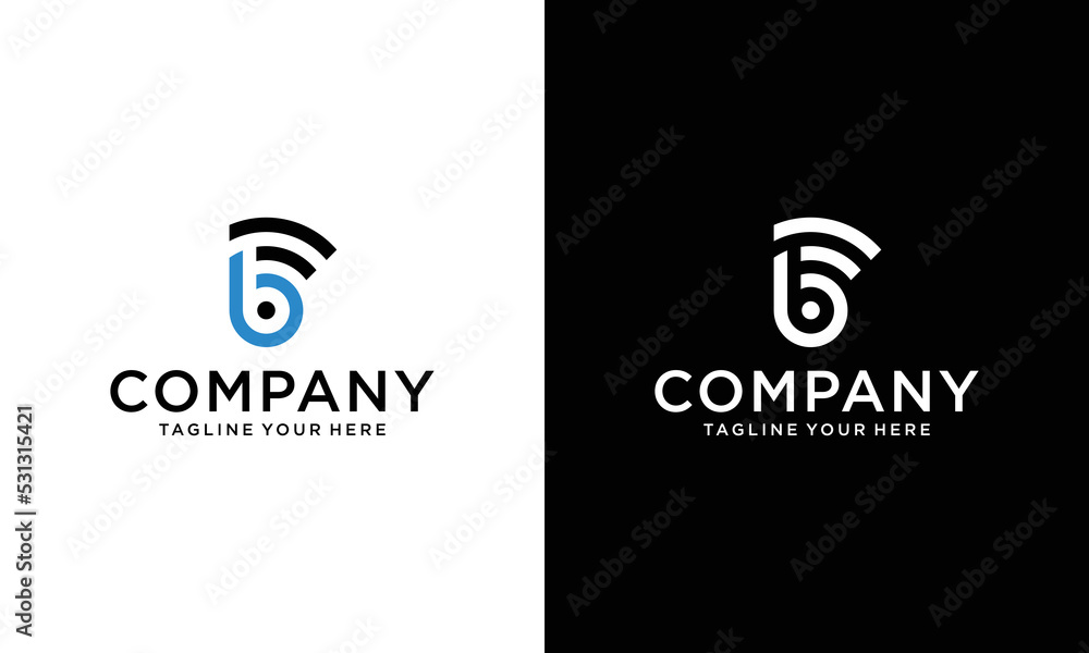 Letter B logo Technology and digital abstract connection. Wifi vector logo on a black and white background. Letter B logo Technology and digital abstract connection. Wifi vector logo on a black and white background.