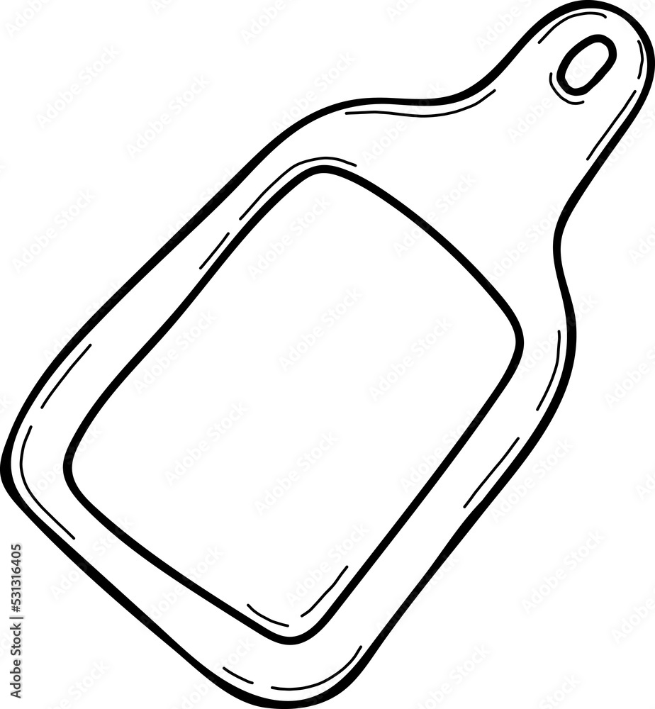 Cutting board. Linear Hand drawn doodle Cutting board. Linear Hand drawn doodle