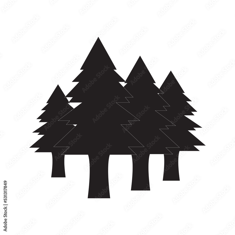 Fototapeta premium Forest symbol icon, black design on white background