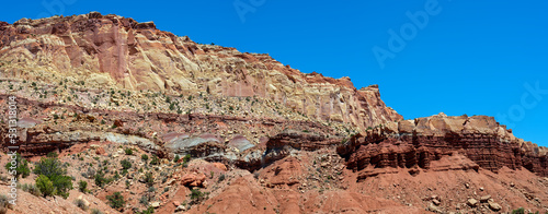 Panorama of the Moenkopi and Chinle formations at Slickrock Divide in Capitol Reef National Park, Utah, USA