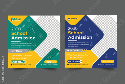 School education admission social media post & back to school template and web banner
