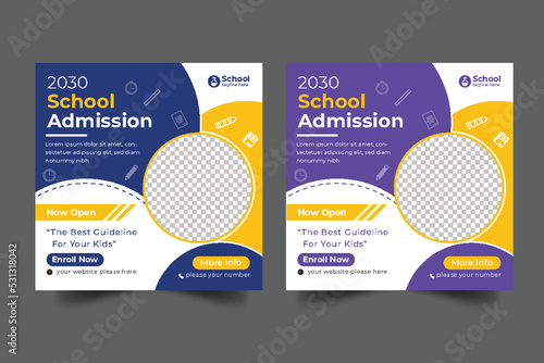 School education admission social media post & back to school template and web banner