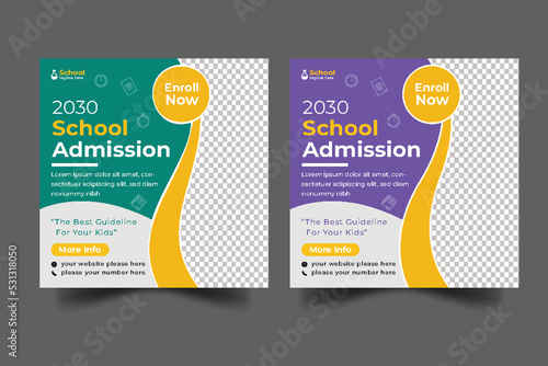School education admission social media post & back to school template and web banner