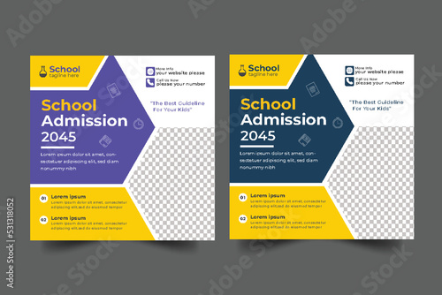 School education admission social media post & back to school template and web banner