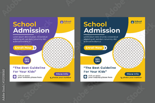 School education admission social media post & back to school template and web banner