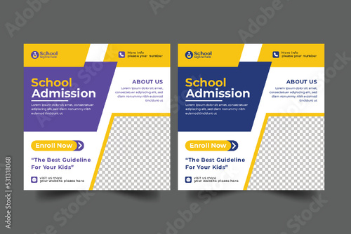 School education admission social media post & back to school template and web banner
