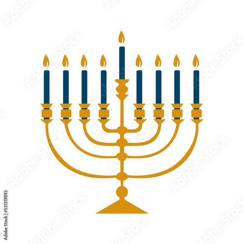 Cartoon decorative elements of Jewish holiday Hanukkah set. Colorful Menorah candles, David star, and flying dove vector flat illustration collection. Various objects of Jewish festival concept