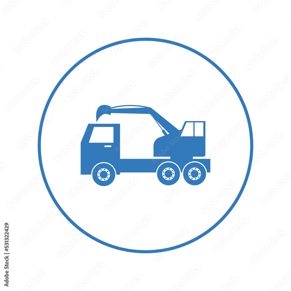 Excavator heavy machine truck icon | Circle version icon |