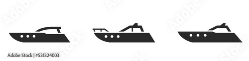 speedboat icon set. motor boats for sea trip. water transport symbols. isolated vector images