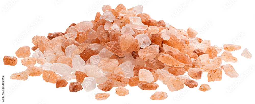 Pile of pink himalayan salt isolated - obrazy, fototapety, plakaty 