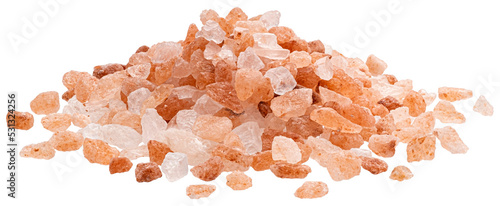 Pile of pink himalayan salt isolated photo