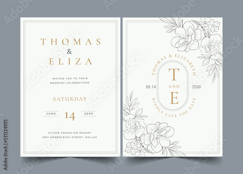 hand drawn rustic wedding invitations vector design illustration