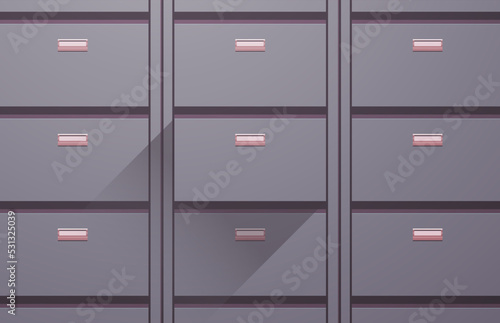 Office cabinet and document data archive storage folders for files business administration concept flat vector illustration.