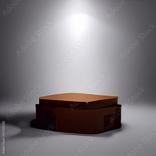 empty wooden box with spotlight