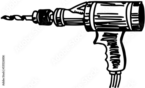 cabinetmaker's and carpenter's tools old electric drill in vector