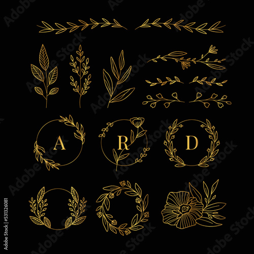 hand drawn wedding ornaments collection vector design illustration