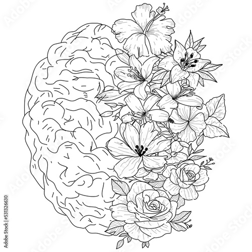 Brain art with flowers