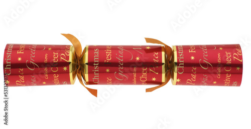 Fényképezés Shiny christmas cracker  isolated on transparency photo png file