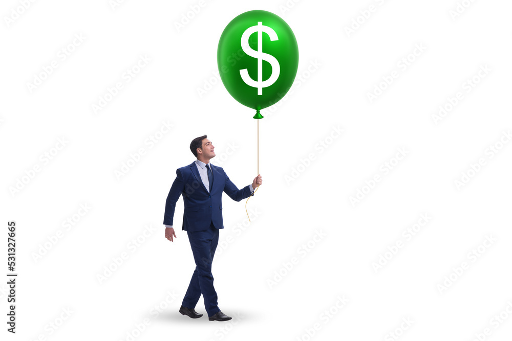 Businessman with dollar balloon concept Businessman with dollar balloon concept