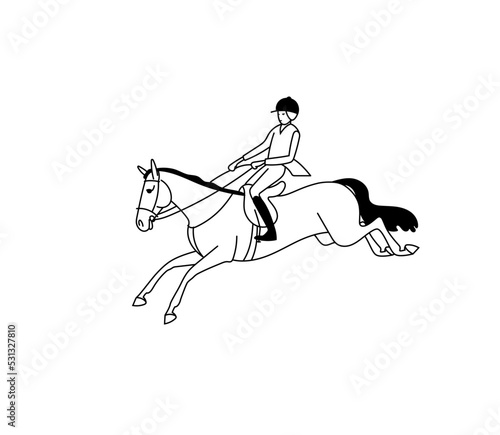 Hand drawing vector horseman rider, english style