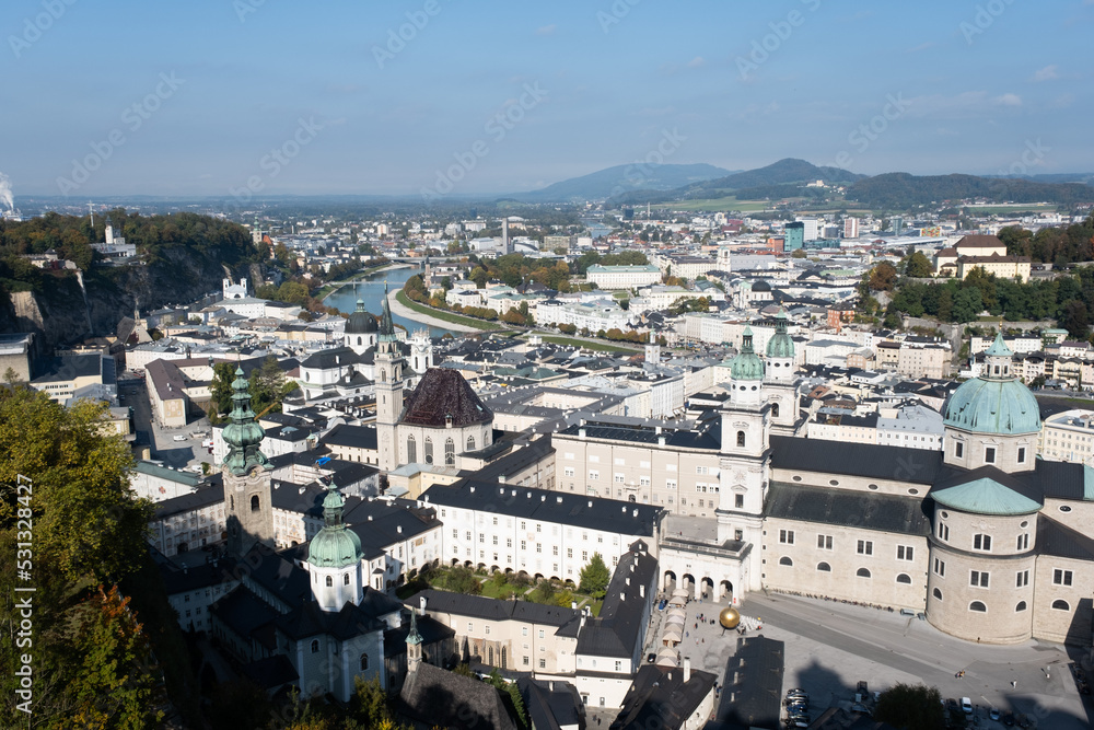 Salzburg. View from above. View from the fortress on the outskirts of the city.