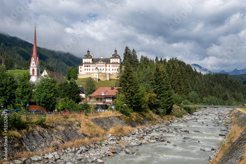 Castle Wolfsthurn and rio Mareta view in Racines