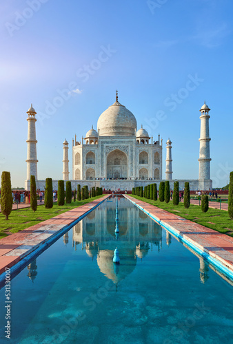 beautiful view of the summer Taj Mahal