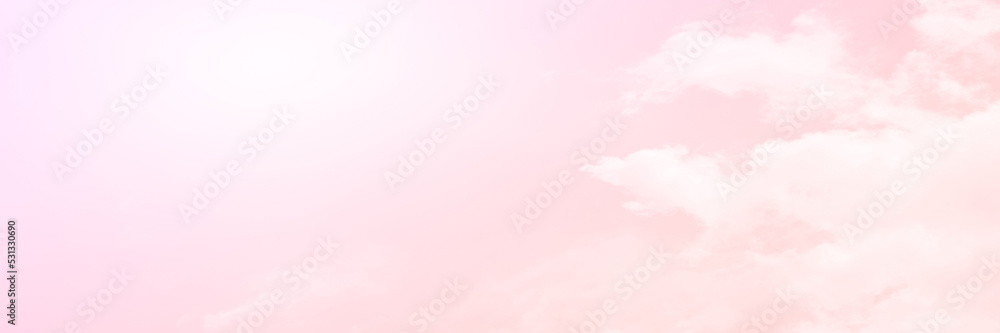 Pink sky with white cloud. The firmament before a large storm. Sweet dream background.
