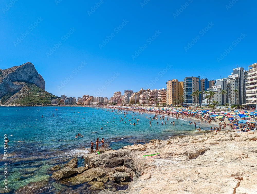 Fototapeta premium Mediterranean beach. Mountain Penyal d'Ifach. Calpe beach, Spain.