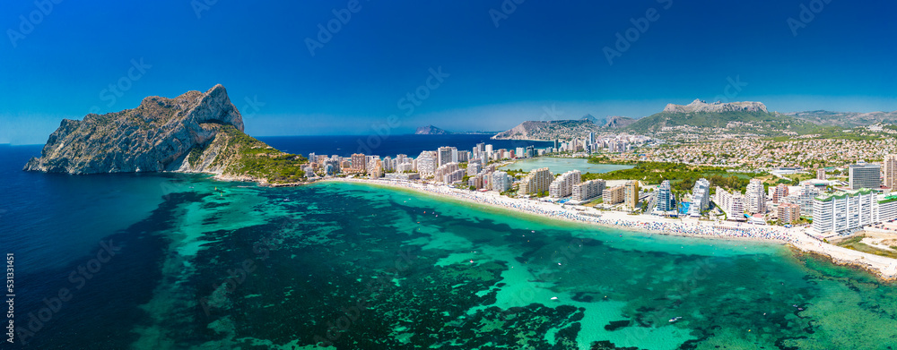 Fototapeta premium Mediterranean beach. Mountain Penyal d'Ifach. Calpe beach, Spain.