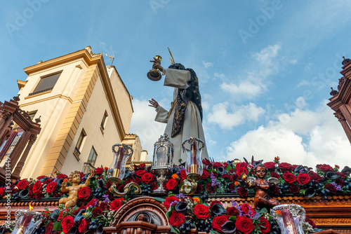 PADRE JESÚS DE LA REDENCIÓN EN LA INSTITUCIÓN DE LA SAGRADA EUCARISTÍPROCESION DE SEMANA SANTA SALAMANCA 2022 INTERÉS TURÍSTICO INTERNACIONAL 9 Abril sabado de pasion cofradia penitencial del rosario
 photo