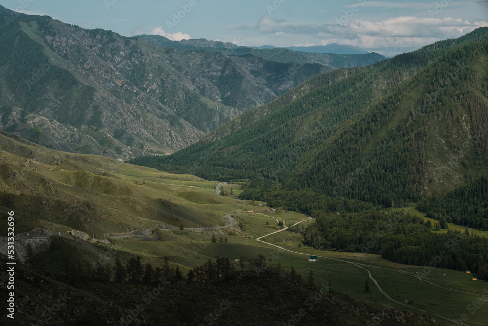 View from the Chike-Taman Pass in the Altai Republic