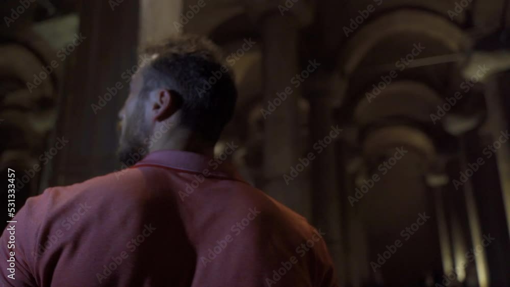 Young man experiencing tension and fear.
Worried man looking around in historical place.
Young man experiencing tension and fear.
Worried man looking around in historical place.