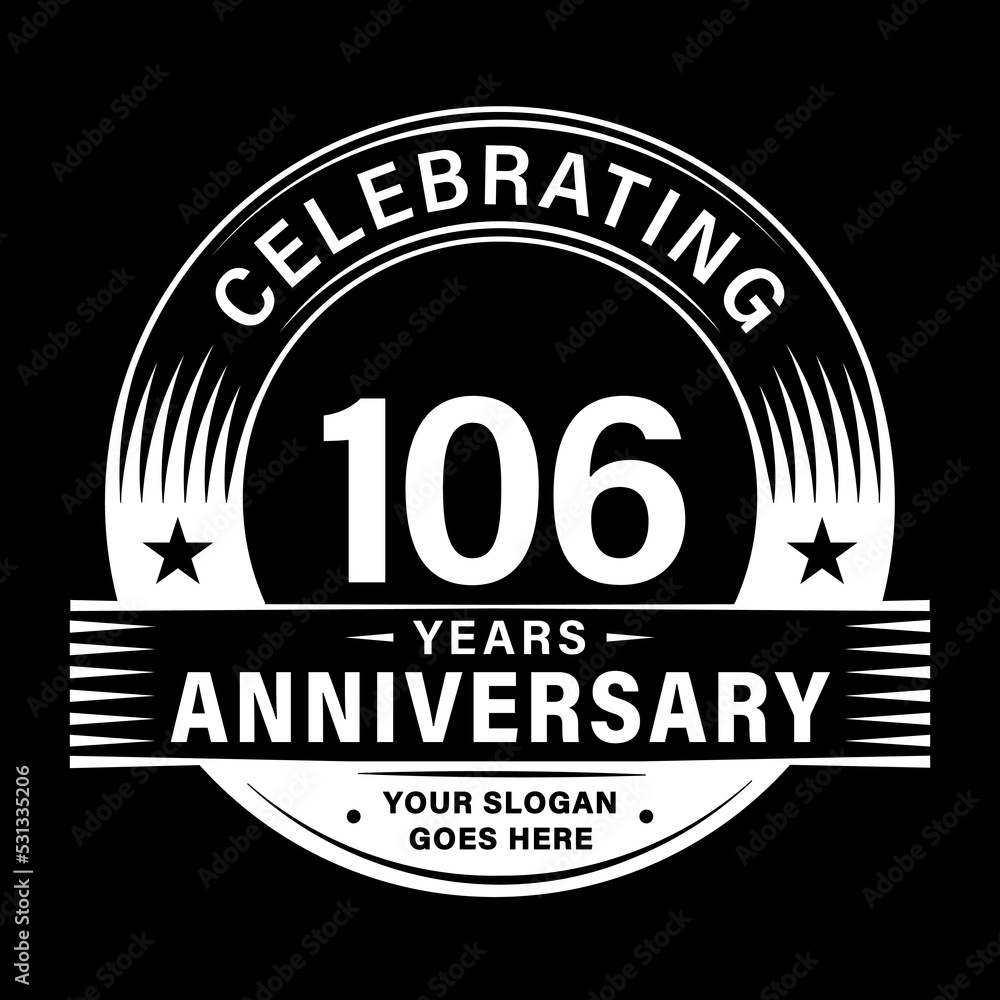 Fototapeta premium 106 years anniversary celebration design template. 106th logo vector illustrations. 