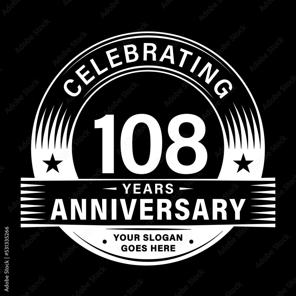 108 years anniversary celebration design template. 108th logo vector illustrations.
108 years anniversary celebration design template. 108th logo vector illustrations.