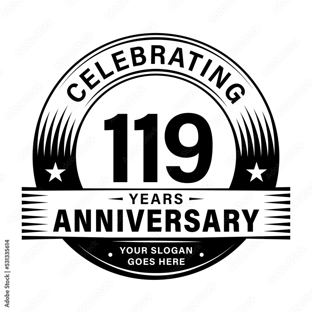 Fototapeta premium 119 years anniversary celebration design template. 119th logo vector illustrations. 