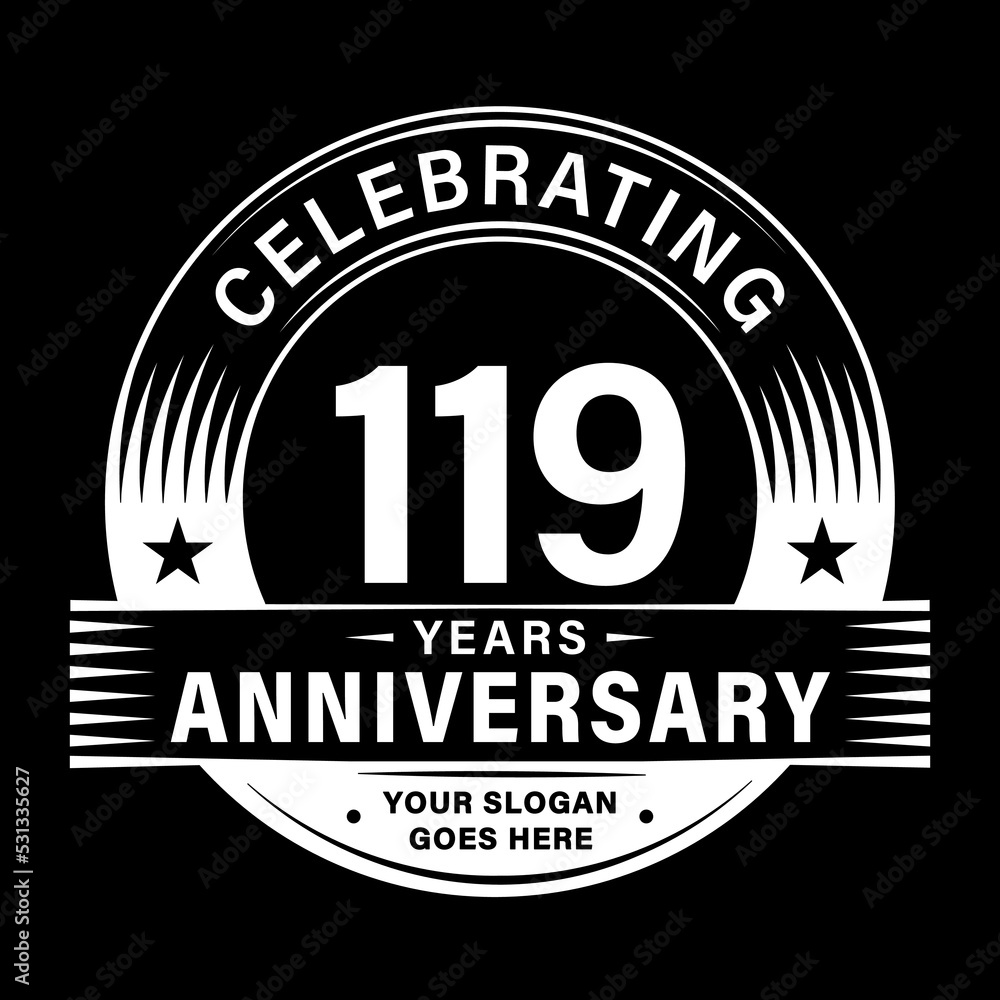 Fototapeta premium 119 years anniversary celebration design template. 119th logo vector illustrations. 