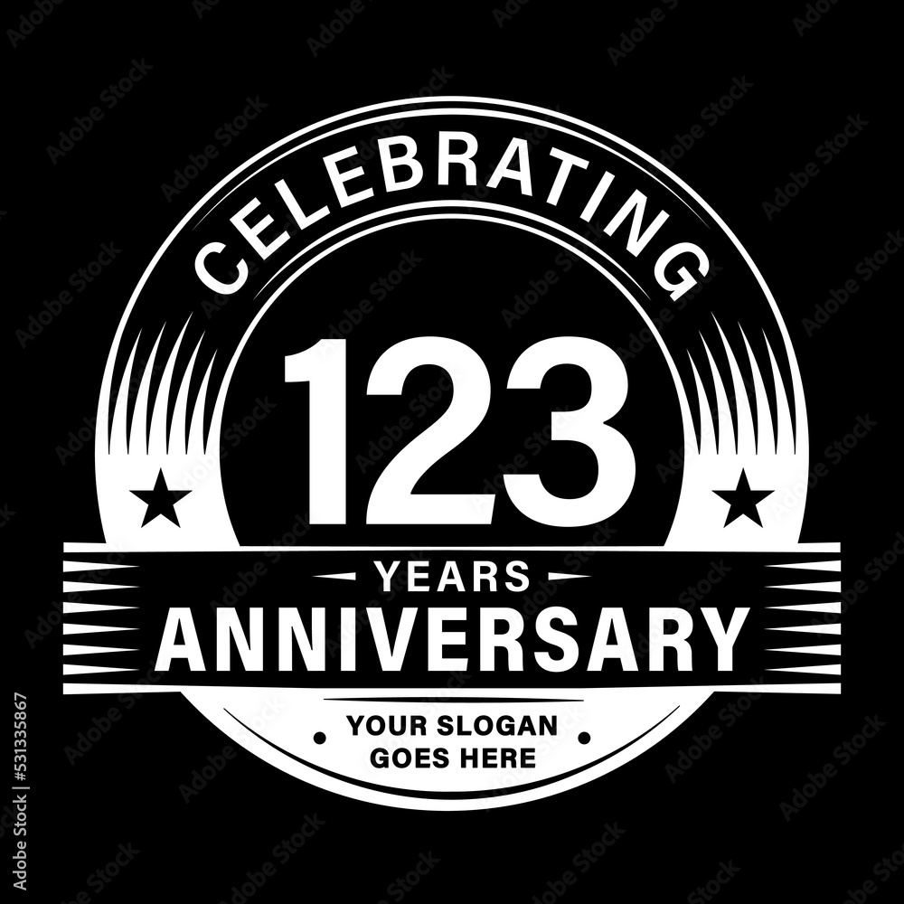 Fototapeta premium 123 years anniversary celebration design template. 123rd logo vector illustrations. 