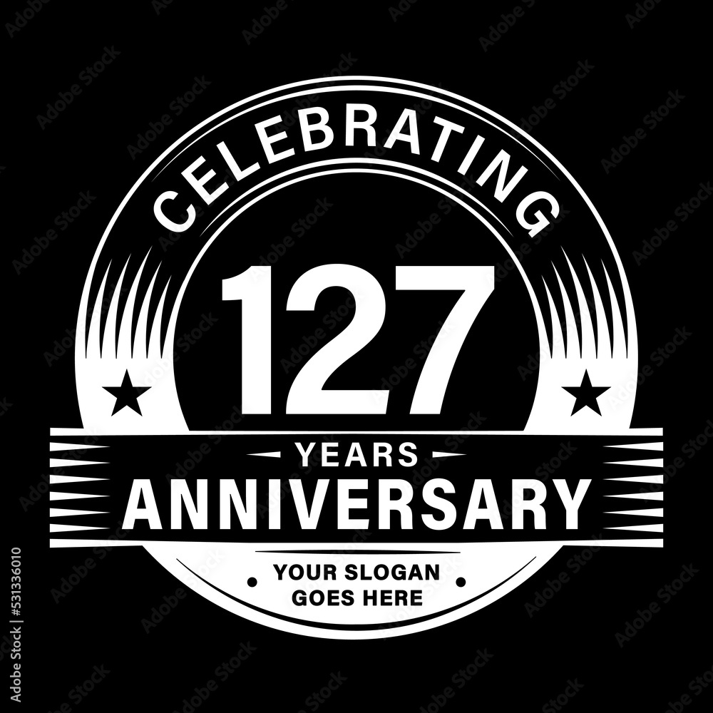 127 years anniversary celebration design template. 127th logo vector illustrations.
127 years anniversary celebration design template. 127th logo vector illustrations.