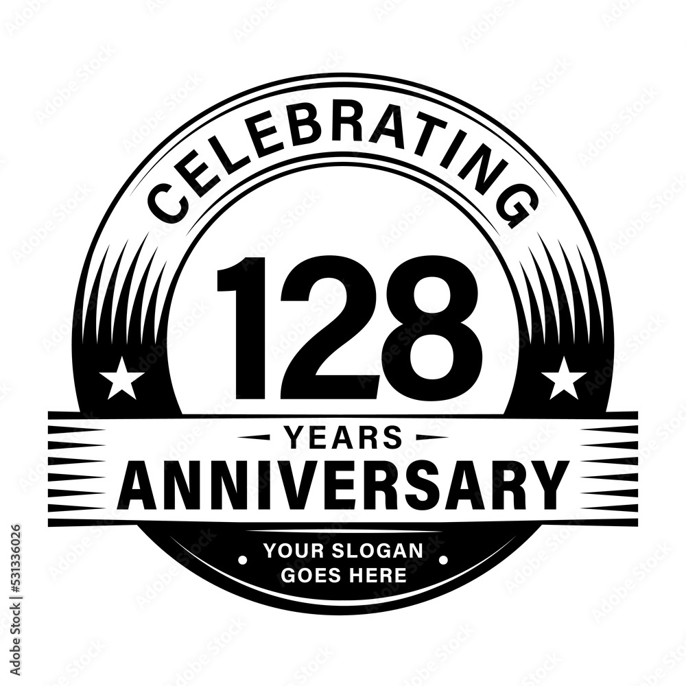 Obraz premium 128 years anniversary celebration design template. 128th logo vector illustrations. 